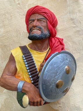 Bossons Handcrafted Warrior Bust Statue in Red and Yellow